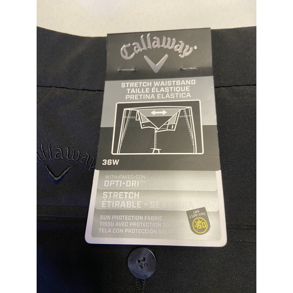 NWT Men's Callaway Golf Shorts Men's Stretch Waistband Opti-Dri Black Size 36 - Picture 7 of 9